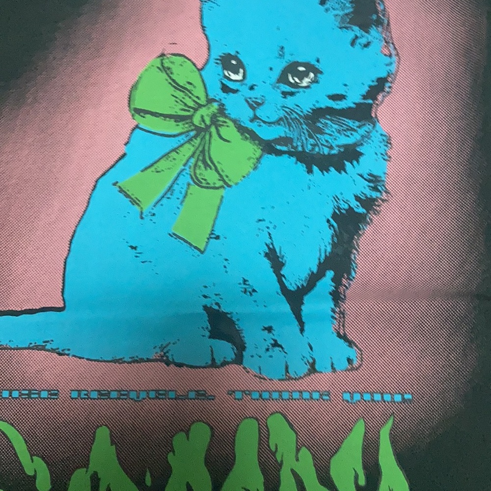 Ganni Black Blue Kitten Graphic T-shirt | NWT punk cute streetwear size Small - Picture 5 of 6